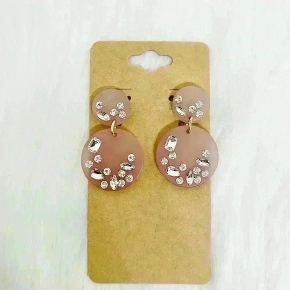 Sparkly Pink Round Statement Earrings - Picture 2 of 2